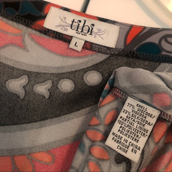 LIKE NEW Tibi 3/4 Sleeve Silk Jersey Dress Multi L - Picture 6 of 6